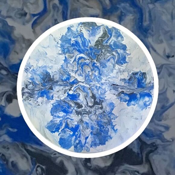 Round Blue Paradise Painting by Coastal Eclectics 12” Diameter - Picture 3 of 4